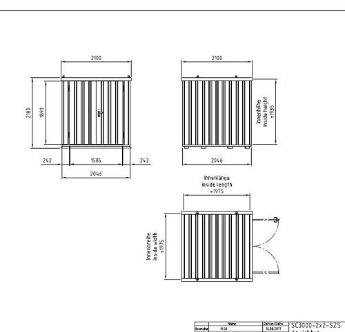 07' LC (2x2m) SZS kevytkontti päätypariovilla, maalattuna RAL9005