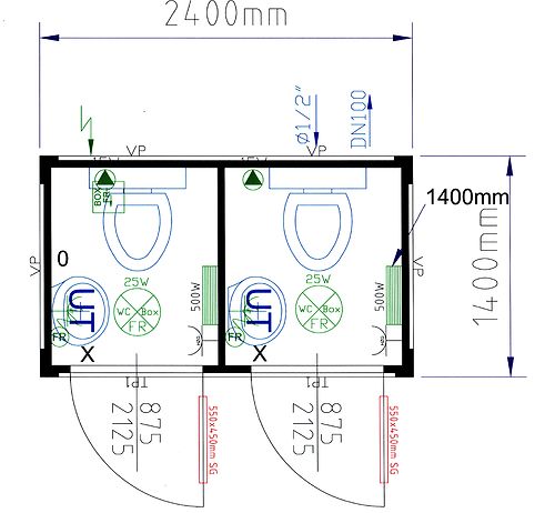 8' WC-kontti